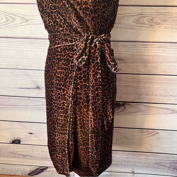 J.Crew Brown Leopard Print Velvet Wrap Dress - Picture 12 of 12